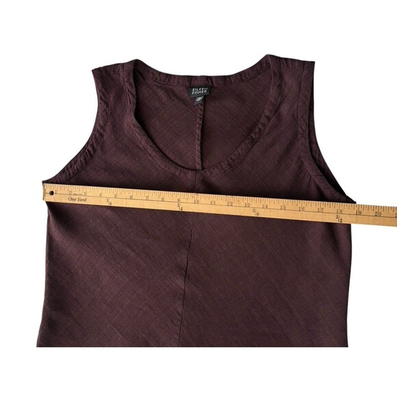 Eileen Fisher Sleeveless Linen Blend Top Women's Size Medium Eggplant Textured - Picture 9 of 14